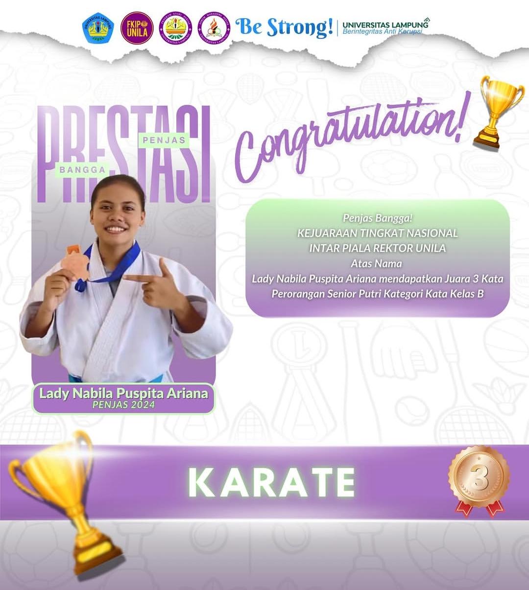 Foto prestasi KEJUARAAN TINGKAT NASIONAL INTAR PIALA REKTOR UNILA CABOR KARATE